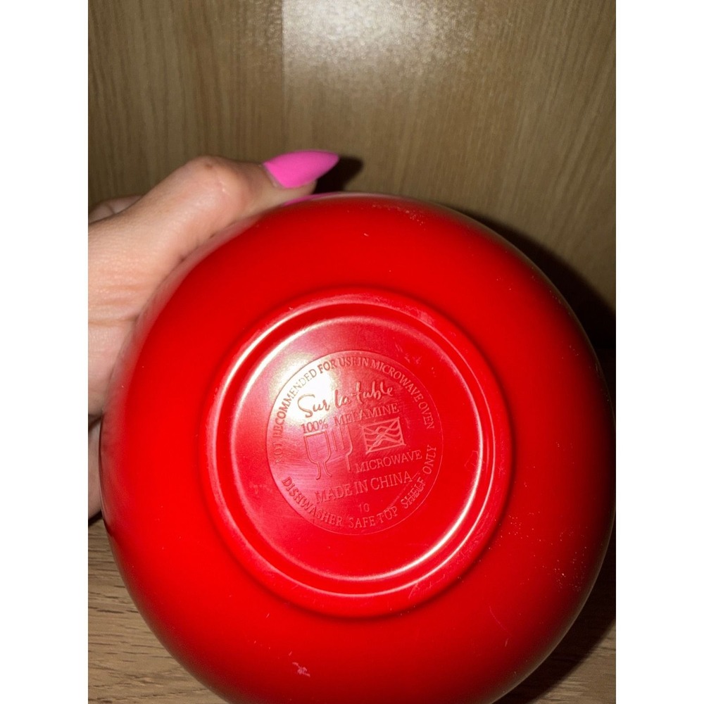 Sur La Table Red Melamine Nesting Prep Bowls Set of 4 Measuring Bowls - Picture 3 of 5